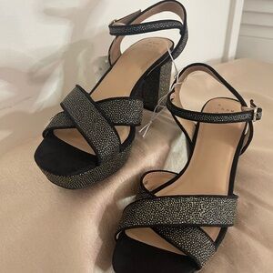 a new day Black and Gold Strappy Heels